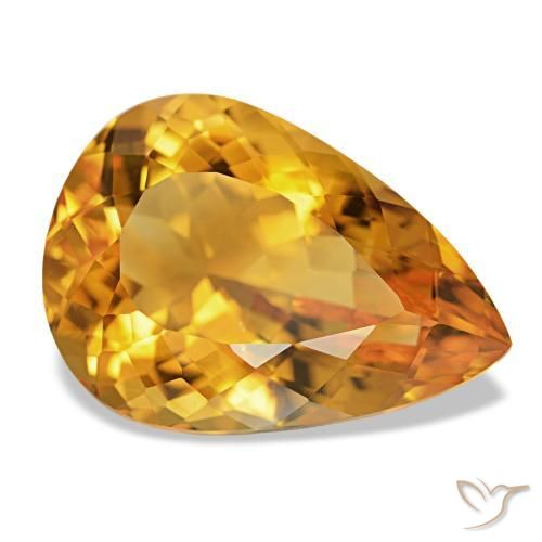 Citrino Dorado naranja natural de 14.17 ct, En forma de pera, VVS-VS