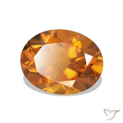Citrino naranja natural de 1,83 ct, corte óvalo, VVS