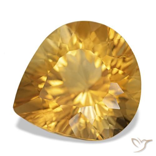 Citrino Medium Dark-Golden natural de 9.10 ct, En forma de pera, VS