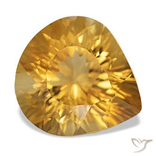 Citrino Medium Dark-Golden natural de 9.10 ct, En forma de pera, VS