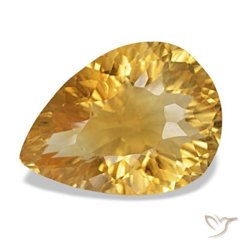 Citrino Naranja dorado intenso natural de 12.82 ct, En forma de pera, VS