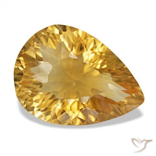 Citrino Naranja dorado intenso natural de 12.82 ct, En forma de pera, VS