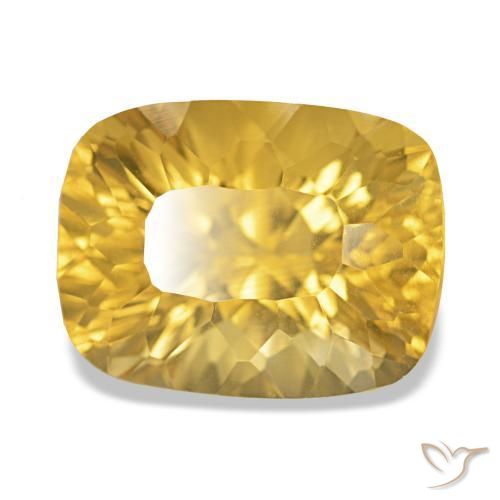 Citrino Dorado medio natural de 10.40 ct, Corte Cojín, VS