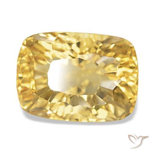 Citrino Amarillo medio natural de 14.36 ct, Corte Cojín, VS