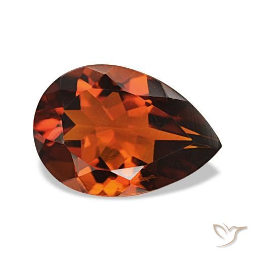 Citrino Naranja rojizo oscuro natural de 1.56 ct, En forma de pera, VVS