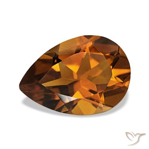 Citrino Naranja oscuro natural de 1.90 ct, En forma de pera, VVS