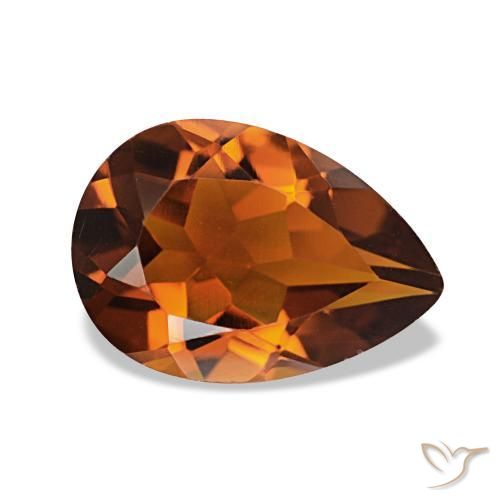 Citrino Ámbar naranja natural de 1.73 ct, En forma de pera, VVS-VS