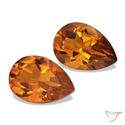 Gemas de Citrino Naranja oscuro natural de 3.38 ct, En forma de pera, VVS-VS