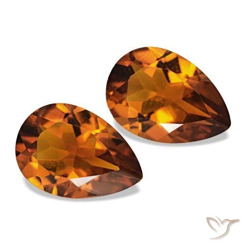 Gemas de Citrino Naranja terroso natural de 3.48 ct, En forma de pera, VVS-VS