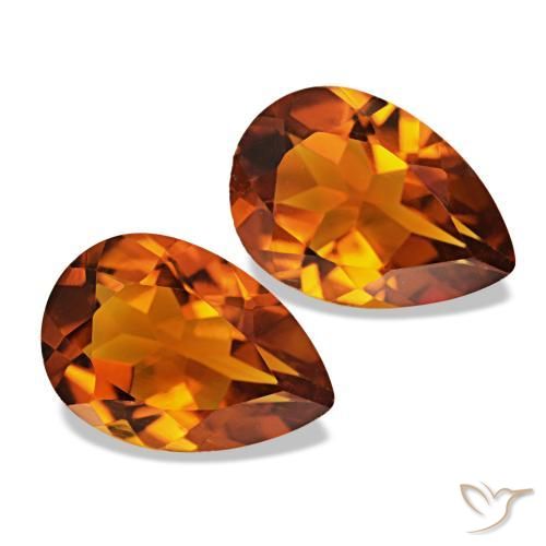 Gemas de Citrino Medium Dark-Orange natural de 3.32 ct, En forma de pera, VS