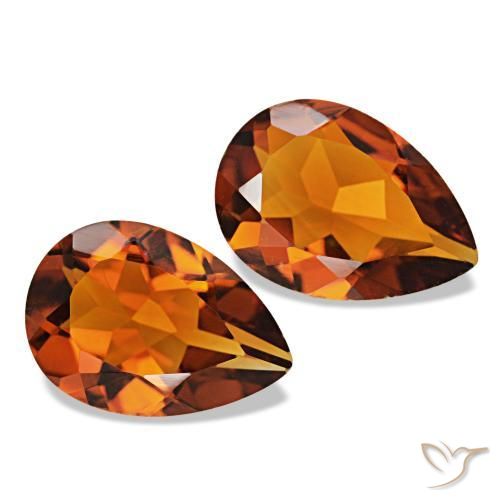 Gemas de Citrino Naranja oscuro natural de 3.01 ct, En forma de pera, VVS-VS