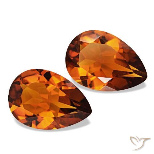 Gemas de Citrino Naranja medio natural de 3.14 ct, En forma de pera, VVS-VS