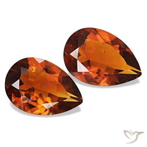 Gemas de Citrino Naranja oscuro natural de 2.85 ct, En forma de pera, VS