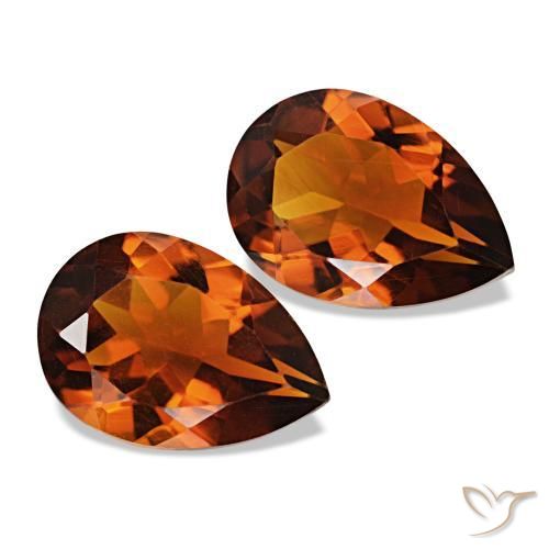 Gemas de Citrino Naranja rojizo natural de 3.20 ct, En forma de pera, VVS-VS