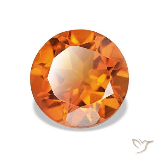 Citrino Naranja medio natural de 1.73 ct, Corte Redondo, VVS