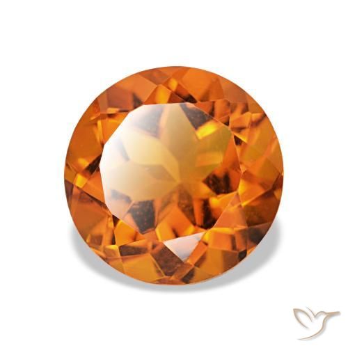 Citrino Naranja oscuro natural de 1.89 ct, Corte Redondo, VVS-VS