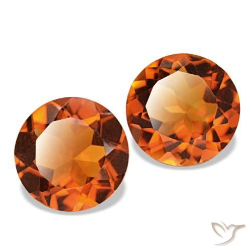 Gemas de Citrino Naranja fuego natural de 3.13 ct, Corte Redondo, VVS-VS