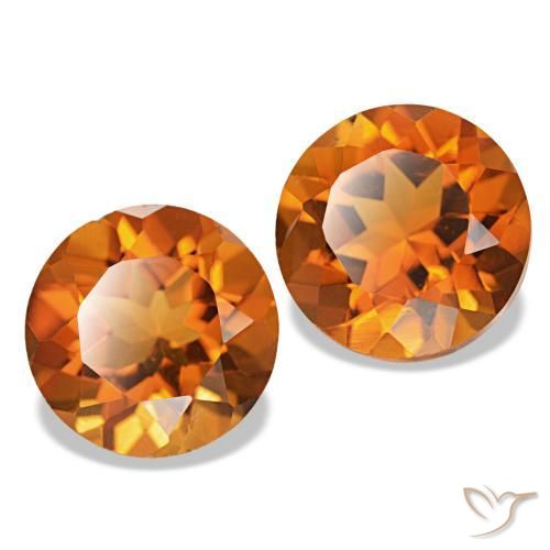 Gemas de citrino naranja natural de 3,71 ct, corte redondo, VS