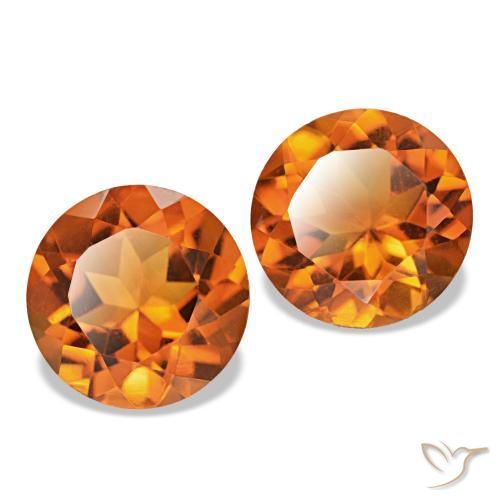 Gemas de citrino naranja natural de 3,43 ct, corte redondo, VS