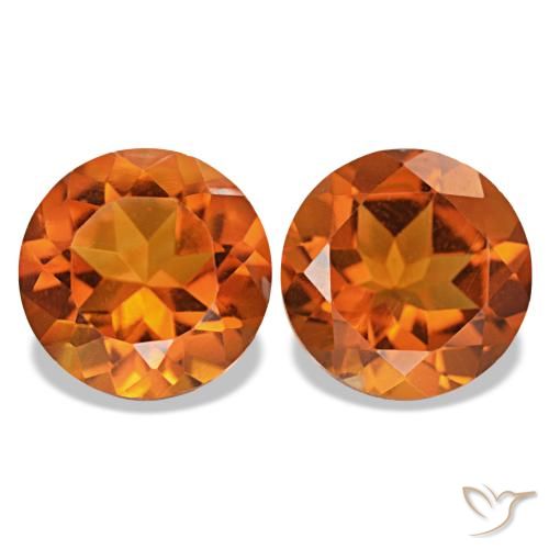 Gemas de Citrino Naranja medio natural de 3.27 ct, Corte Redondo, VS