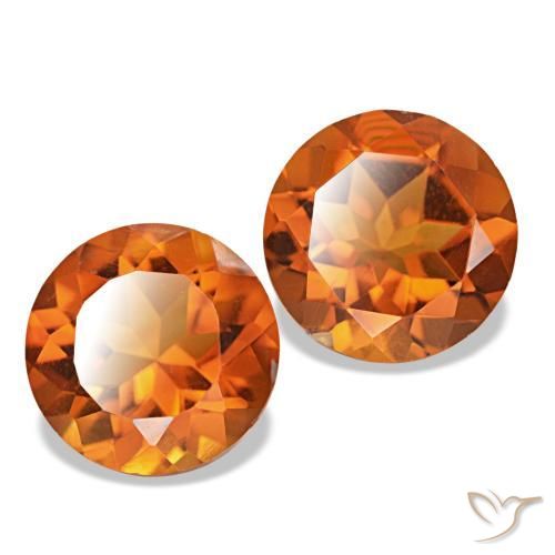 Gemas de Citrino Naranja medio natural de 3.27 ct, Corte Redondo, VS