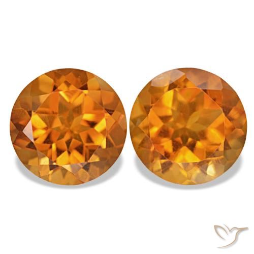 Gemas de Citrino Naranja medio natural de 3.49 ct, Corte Redondo, VVS-VS