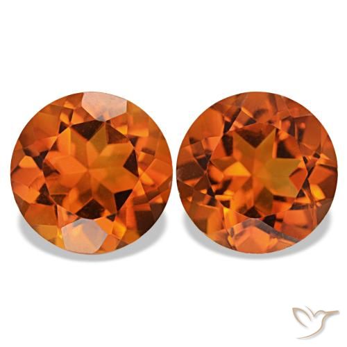 Gemas de Citrino Naranja fuego natural de 3.96 ct, Corte Redondo, VS