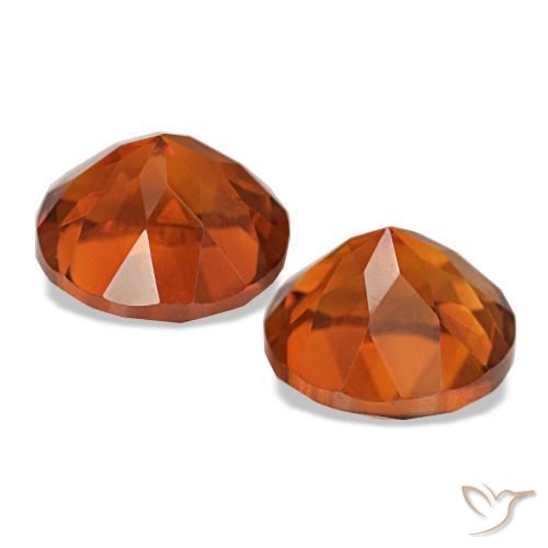 Gemas de Citrino Naranja fuego natural de 3.96 ct, Corte Redondo, VS