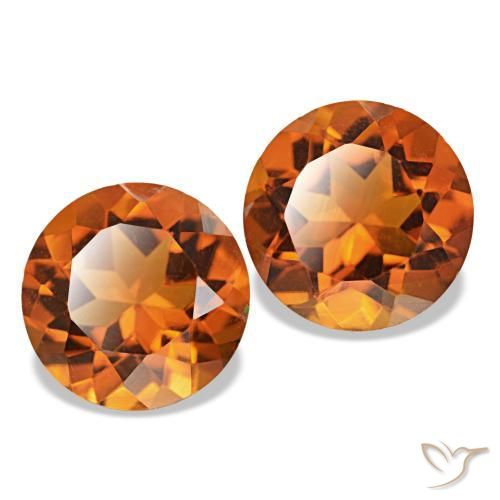 Gemas de Citrino Medium Dark-Orange natural de 3.28 ct, Corte Redondo, VVS-VS