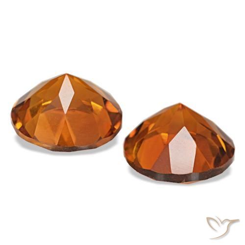 Gemas de Citrino Medium Dark-Orange natural de 3.28 ct, Corte Redondo, VVS-VS