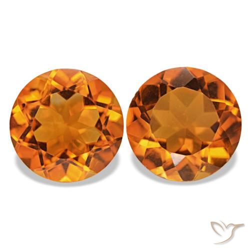 Gemas de citrino naranja fuego natural de 3,22 ct, corte redondo, VS