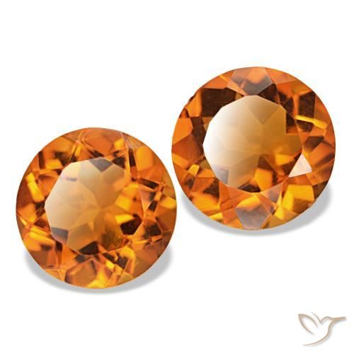 Gemas de citrino naranja fuego natural de 3,22 ct, corte redondo, VS