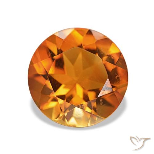 Citrino Marrón naranja natural de 1.79 ct, Corte Redondo, VVS-VS