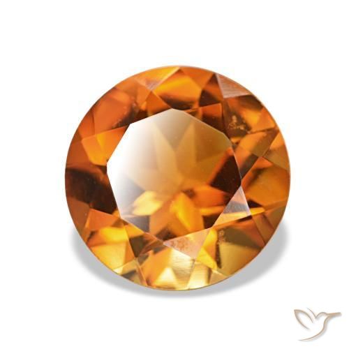 Citrino Marrón naranja natural de 1.79 ct, Corte Redondo, VVS-VS