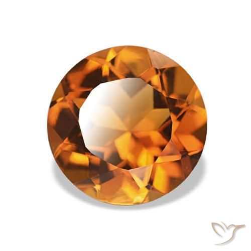 Citrino Naranja oscuro natural de 1.66 ct, Corte Redondo, VVS-VS