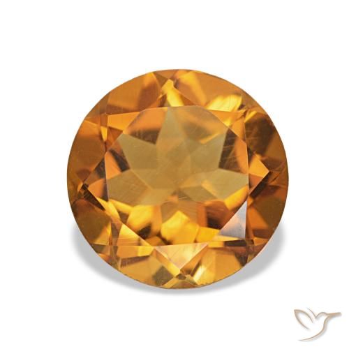Citrino Naranja marrón natural de 1.54 ct, Corte Redondo, VVS-VS