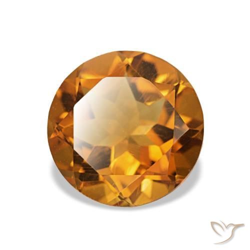 Citrino Naranja marrón natural de 1.54 ct, Corte Redondo, VVS-VS