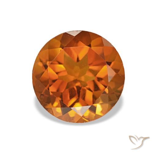 Citrino Naranja oscuro natural de 1.25 ct, Corte Redondo, VVS-VS