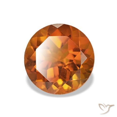 Citrino Naranja oscuro natural de 1.25 ct, Corte Redondo, VVS-VS