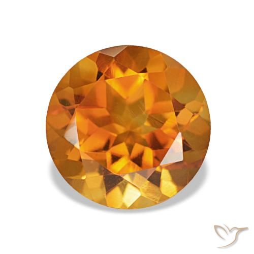 Citrino Marrón naranja natural de 1.90 ct, Corte Redondo, VVS-VS