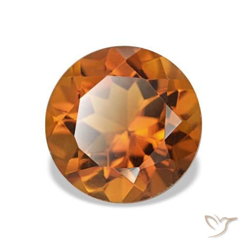 Citrino Naranja rojizo natural de 1,90 ct, Corte Redondo, VS