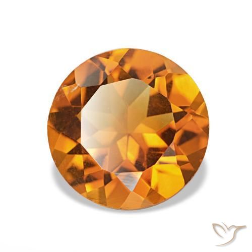 Citrino Marrón naranja natural de 1.74 ct, Corte Redondo, VS