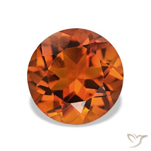 Citrino naranja rojizo natural de 1,85 ct, corte redondo, VS