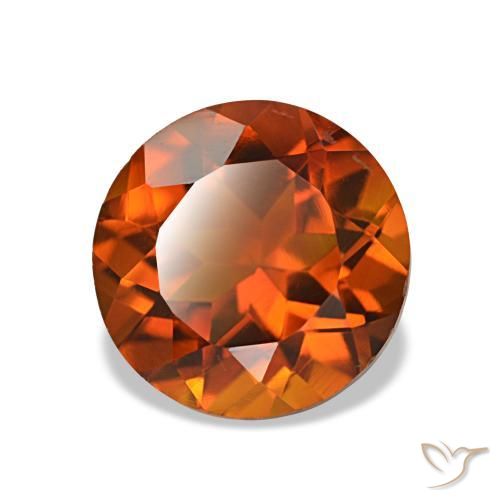 Citrino naranja rojizo natural de 1,85 ct, corte redondo, VS
