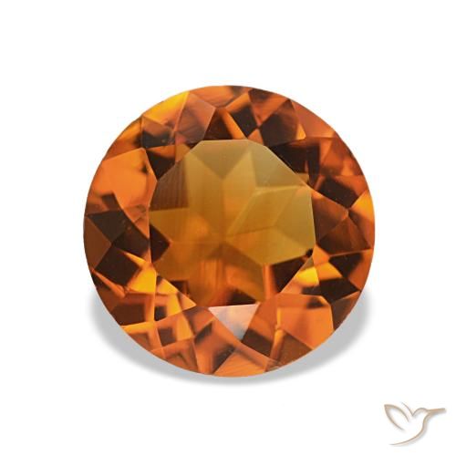 Citrino naranja natural de 1,61 ct, corte redondo, VS