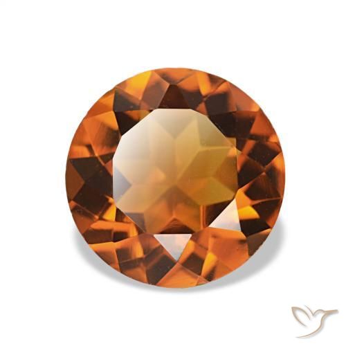 Citrino naranja natural de 1,61 ct, corte redondo, VS