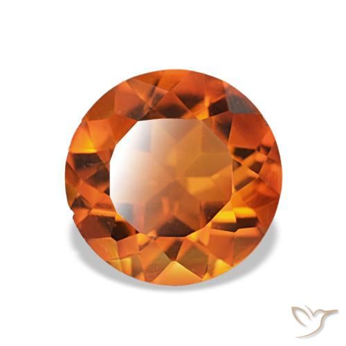 Citrino Naranja medio natural de 1.56 ct, Corte Redondo, VS