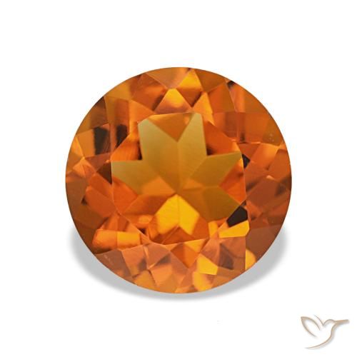 Citrino naranja medio natural de 1,72 ct, corte redondo, VVS