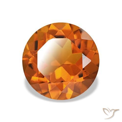 Citrino naranja medio natural de 1,72 ct, corte redondo, VVS