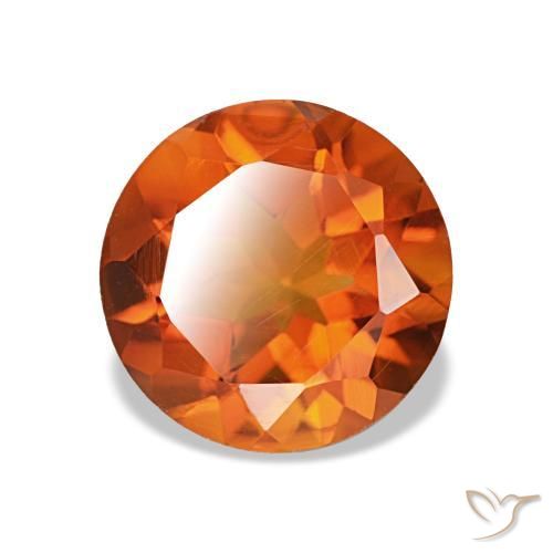 Citrino naranja intenso natural de 1,80 ct, corte redondo, VVS